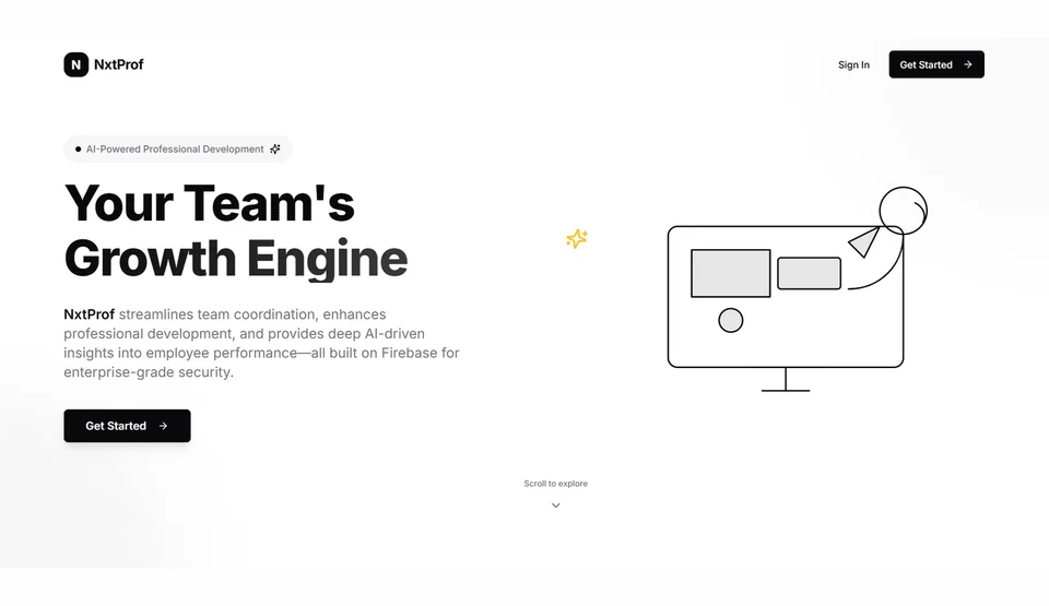 NxtProf landing page: Your Team's Growth Engine